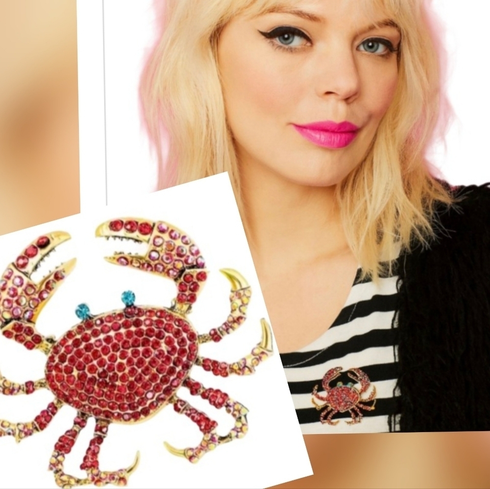 Crab Chic Statement Brooch Sweater Jacket Bag Hat Scarf Pin | NWOT